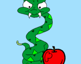 Desenho Serpente e maçã pintado por Patricia