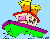 Desenho Barco no mar pintado por colorido