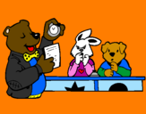 Desenho Professor urso e seus alunos pintado por Duda Bella