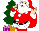 Desenho Santa Claus e uma árvore de natal pintado por victoria tolim