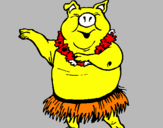 Desenho Porco havaiano pintado por victor