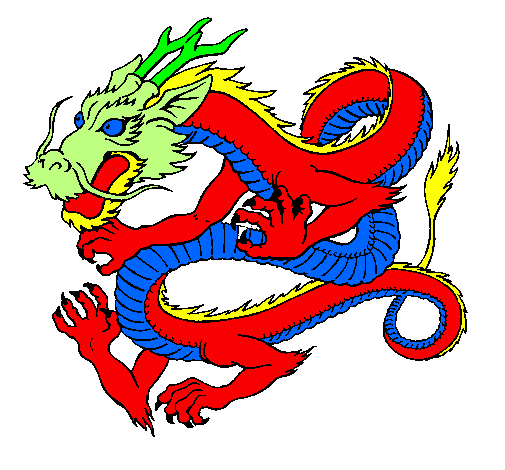 Desenho Dragão japonês pintado por dragon red