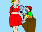 Desenho Enfermeira e menino pintado por livia