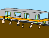 Desenho Passageiros à espera do comboio pintado por thaynara