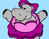 Desenho Hipopótamo com laço pintado por ana  clara  cinquarolli