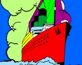 Desenho Barco a vapor pintado por julia