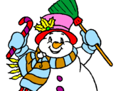 Desenho Boneco de neve com cachecol pintado por pedro