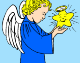 Desenho Anjo e estrela pintado por leticia