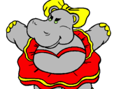 Desenho Hipopótamo com laço pintado por julia arielly bueno