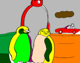 Desenho Familia pinguins pintado por Gabriel de Oliveira