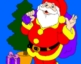 Desenho Santa Claus e uma árvore de natal pintado por Milinha