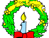 Desenho Coroa de natal e uma vela pintado por aline