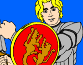 Desenho Cavaleiro com escudo de leão pintado por João
