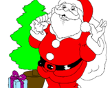 Desenho Santa Claus e uma árvore de natal pintado por isabel