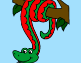 Desenho Serpente pendurada numa árvore pintado por maria fer
