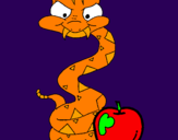 Desenho Serpente e maçã pintado por lulu