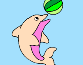 Desenho Golfinho a jogar com uma bola pintado por Soráia