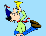 Desenho Menino com um trompetita pintado por caio xavier