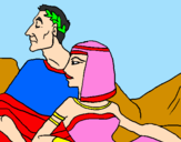Desenho César e Cleopatra pintado por manuzinha