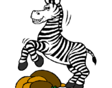 Desenho Zebra a saltar pedras pintado por a