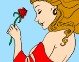 Desenho Princesa com uma rosa pintado por clarinha e pi