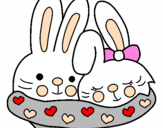 Desenho Coelhos apaixonados pintado por coelhos