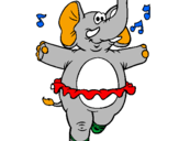 Desenho Elefante com tutú pintado por Monica
