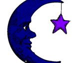 Desenho Lua e estrela pintado por BEATRIZ