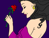 Desenho Princesa com uma rosa pintado por sara
