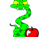 Desenho Serpente e maçã pintado por Rafaela