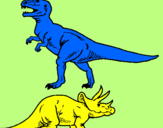 Desenho Tricerátopo e tiranossauro rex pintado por TARCiSiO
