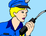 Desenho Polícia com um walkie pintado por luís henrique koehler bar