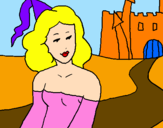 Desenho Princesa e castelo pintado por GIOVANA