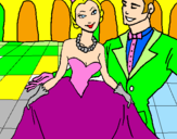 Desenho Princesa e príncipe no baile pintado por Ana