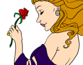 Desenho Princesa com uma rosa pintado por Fabiana
