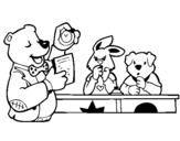 Desenho Professor urso e seus alunos pintado por phamela