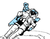 Desenho Astronauta no espaço pintado por H