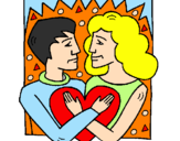 Desenho Rapaz e rapariga apaixonados pintado por laurinha