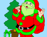 Desenho Santa Claus e uma árvore de natal pintado por sara cristina
