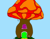 Desenho Casa cogumelo pintado por Micaela