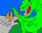 Desenho Luta de dinossauros pintado por jv