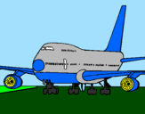 Desenho Avião em pista pintado por davi