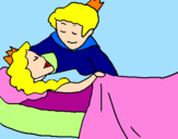 Desenho A princesa a dormir e o príncipe pintado por lulu