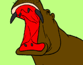 Desenho Hipopótamo com a boca aberta pintado por gustavo