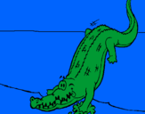 Desenho Crocodilo a entrar na água pintado por TIAGO MARQUES