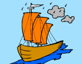 Desenho Barco veleiro pintado por izau