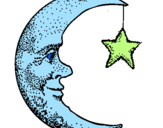 Desenho Lua e estrela pintado por 1