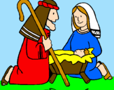 Desenho Adoram o menino Jesús pintado por andreia e vanessa