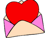 Desenho Coração num envelope pintado por Juliana