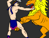 Desenho Gladiador contra leão pintado por katy4